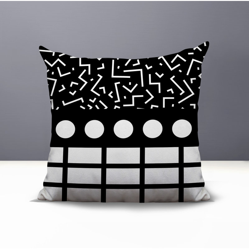 Oreiller carré réversible intérieur / extérieur Poptik, Carré 18 po, Noir