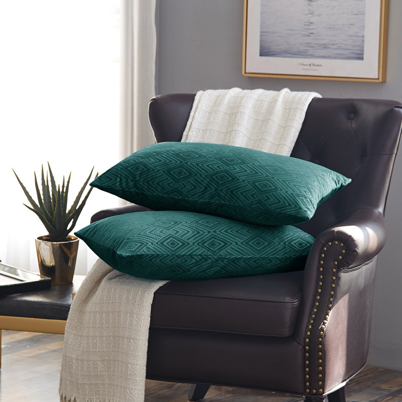 Housse de coussin rectangulaire en velours Ikat, Saphir