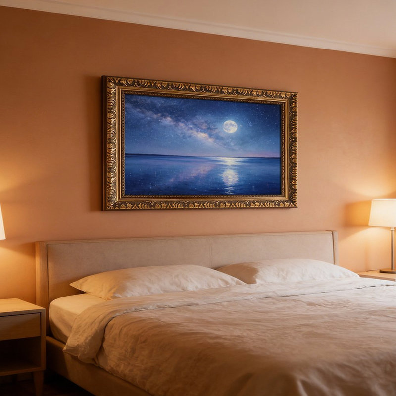 Cadre mural vintage orné « Voie lactée nocturne » – Cadre décoratif doré pour œuvres d'art., L 16 po x l 24 po