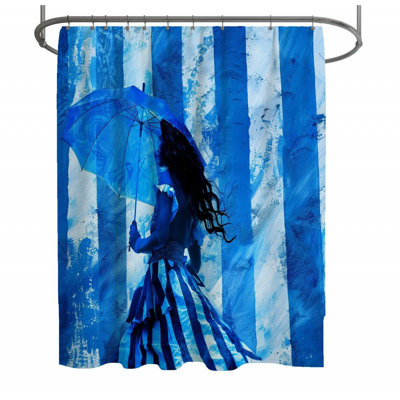 Woman Striped Shower Curtain