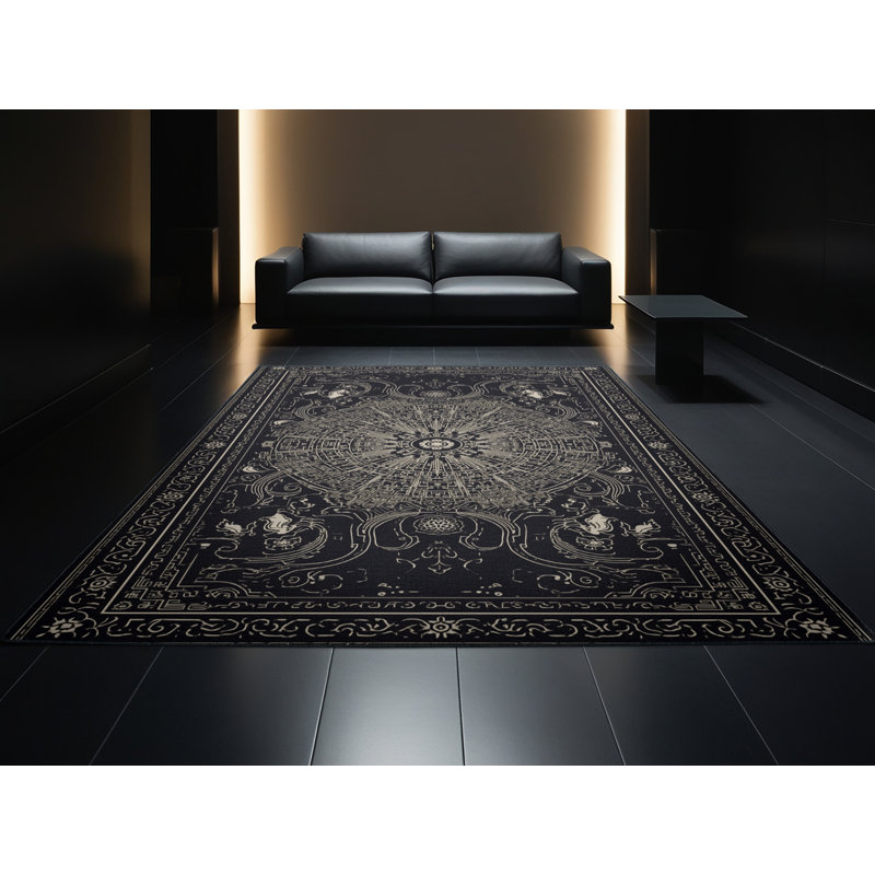 Machine Washable Entertainment & Pop Culture Virtual City Map Traditional Oriental Rug in Gray – Black Binding, 2x3