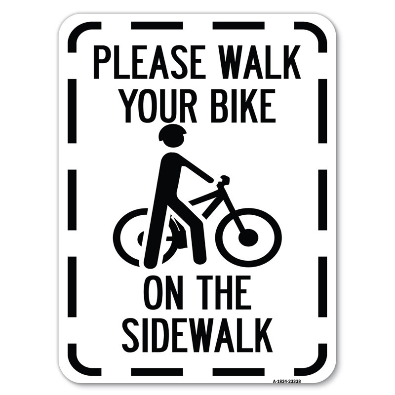 Pavement au pochoir Veuillez marcher votre vélo sur le trottoir / 23338, H 24 po x l 18 po x p 1 po