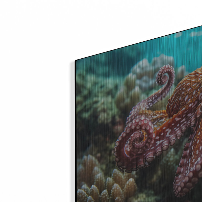 Octopus at Sea », art mural en métal, H 12 po x l 16 po