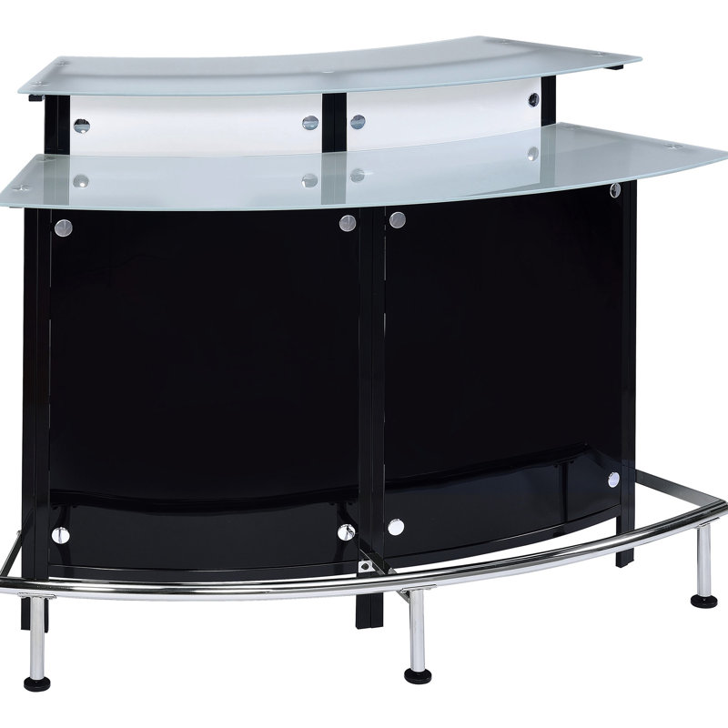 Armoire de bar noire en verre courbé pour un arrangement élégant du vin et de la verrerie dans les espaces de vie