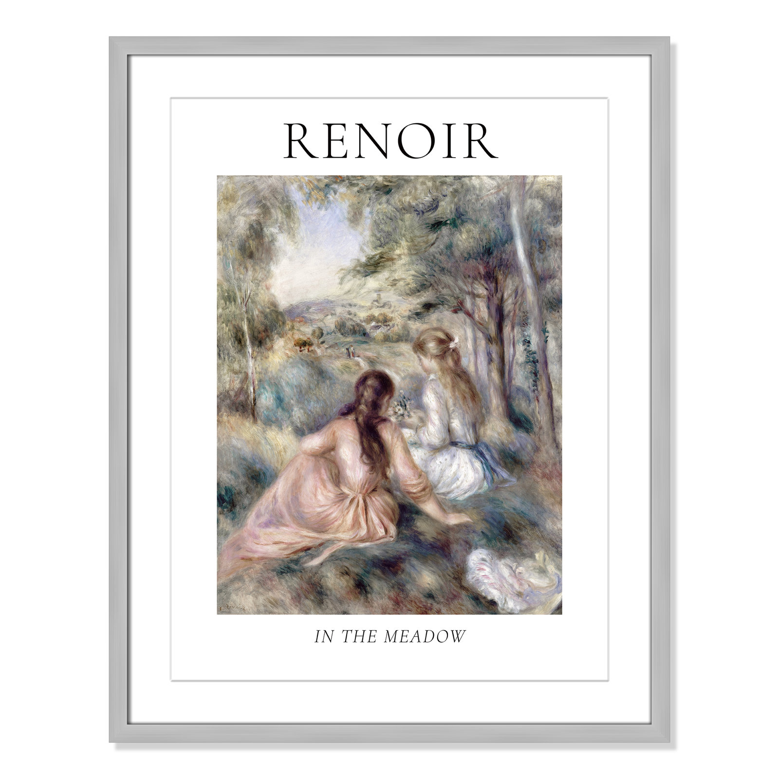 Old Masters Collection " In The Meadow " by Auguste Renoir, Yes, 29.5" H x 23.5" W x 1.25" D, Silver Single Picture Frame