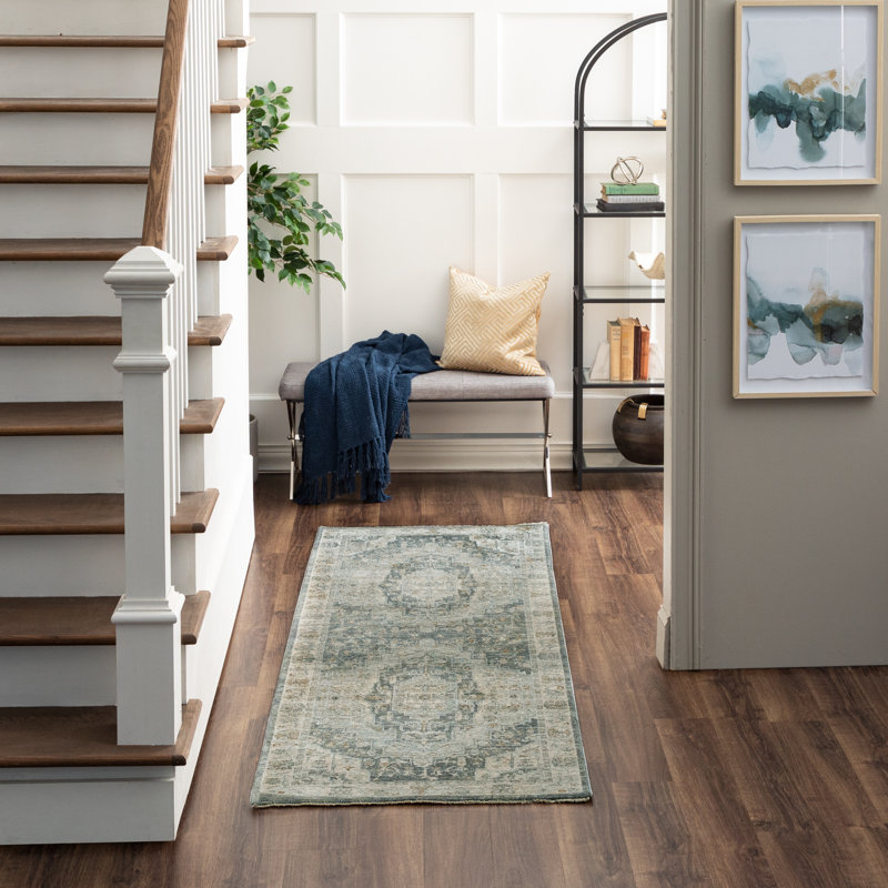 Kumra Oriental Dark Gray Woven Area Rug, Runner 2'7" x 7'3"