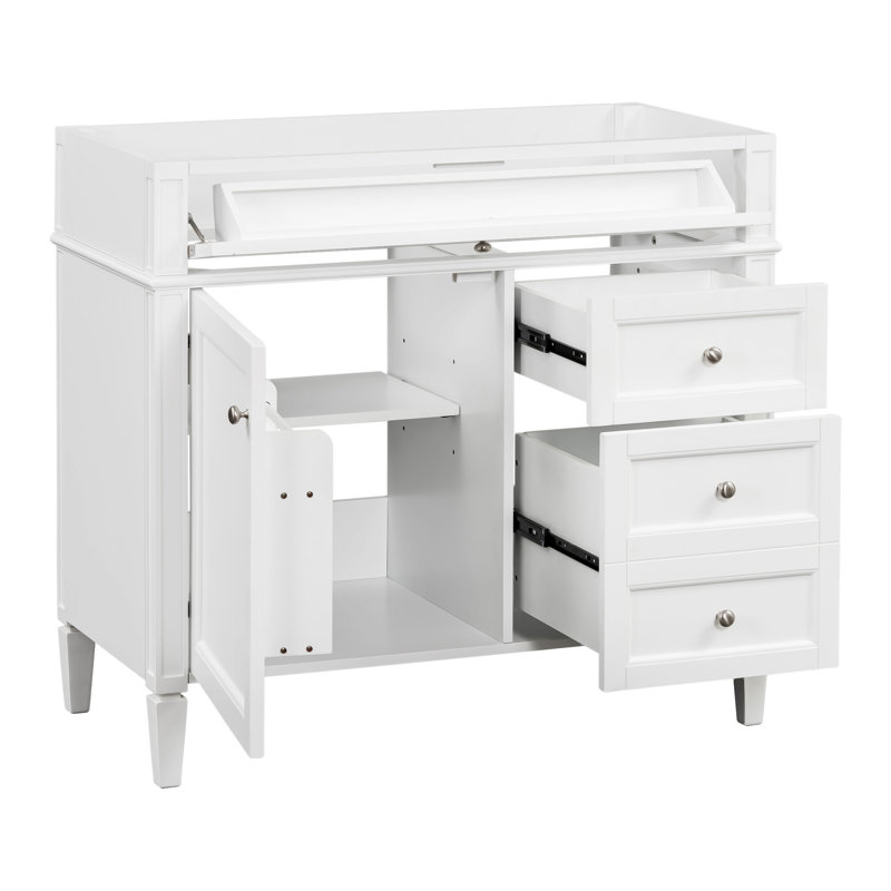 Meuble-lavabo de 36 po sans lavabo supérieur, armoire de rangement moderne avec 2 tiroirs et un tiroir basculant, structure en bois massif