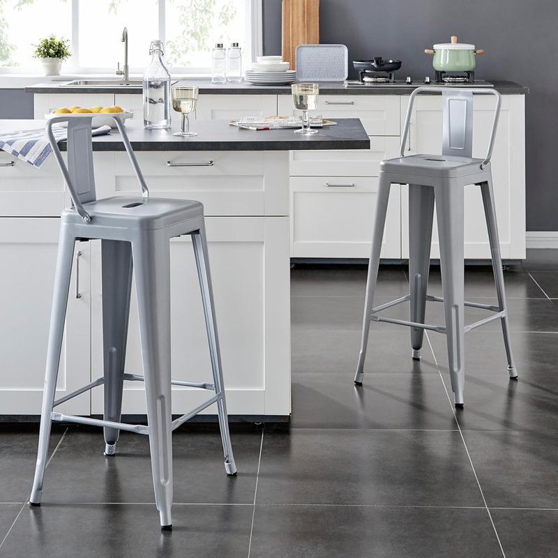Tabourets de bar modernes et modernes, Gris clair, Tabouret de bar (siège d'une hauteur de 30 po), 2