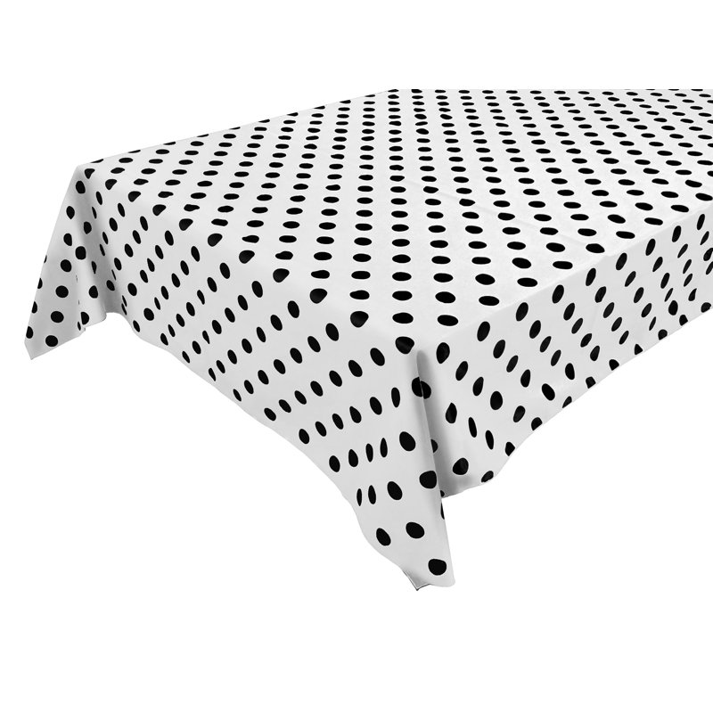 Polka Dots Print Tablecloths, 60" L x 48" W, Black/White