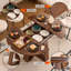 Table de salle à manger extensible ronde pour 4 à 8 personnes, base en bois avec tablette de rangement, noyer-427899685