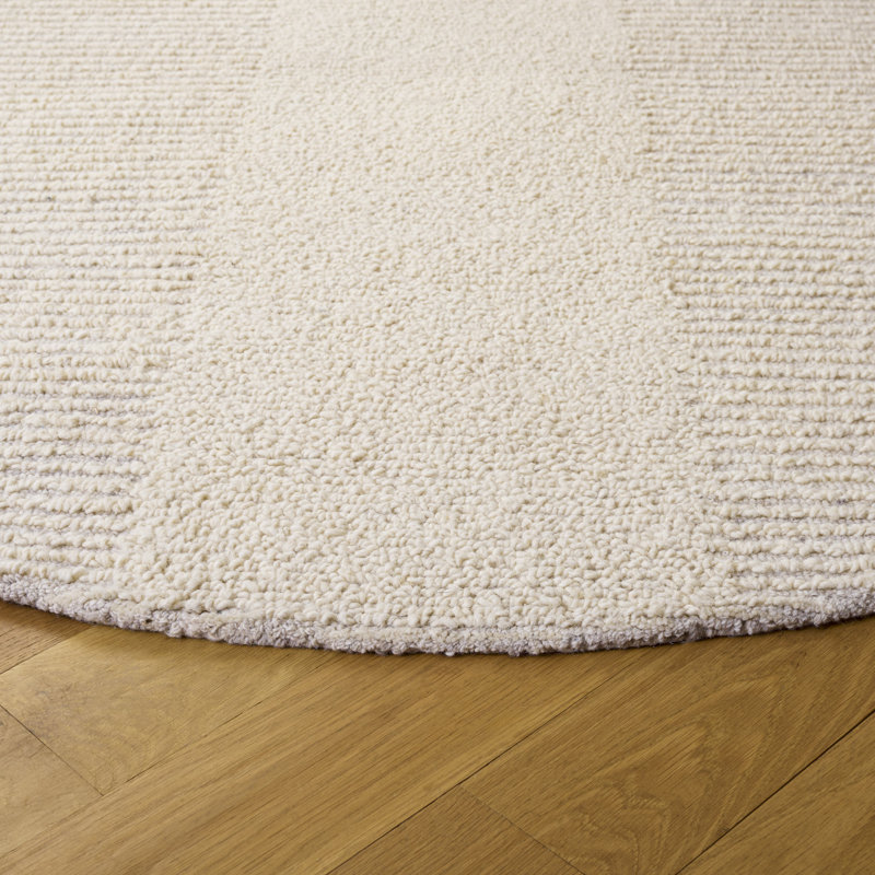 Abstract Hand Tufted Wool, Cotton Solid Color Indoor Rug, Round 6'