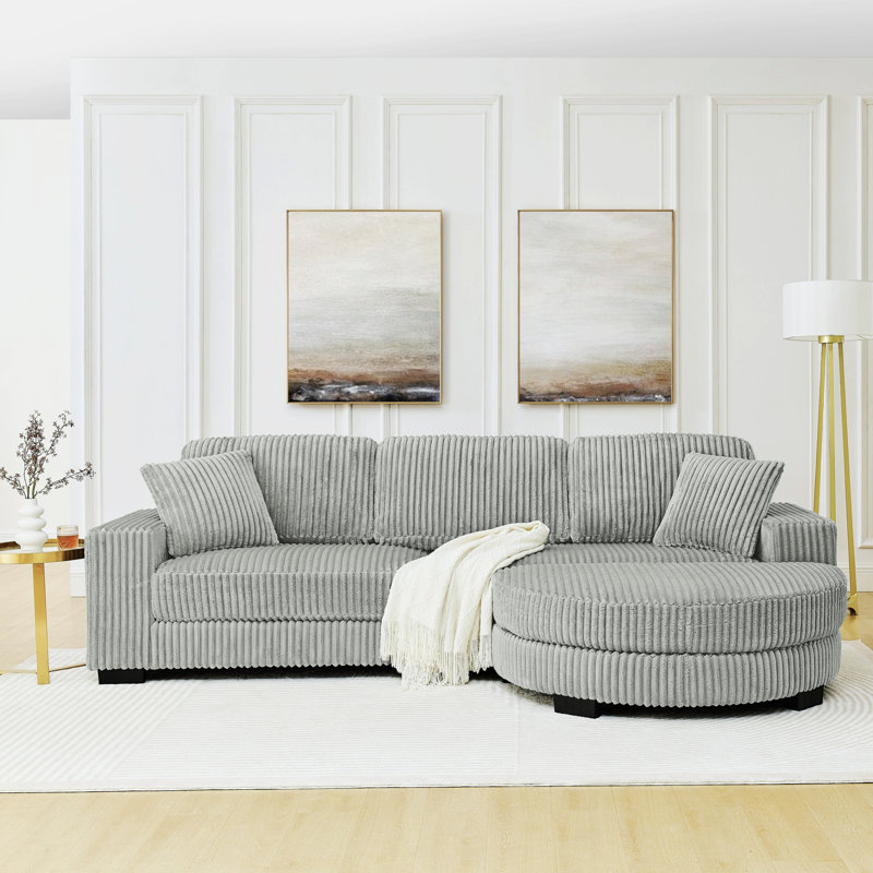 Canapé modulaire rembourré, canapé modulaire en L, Gris