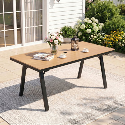 Chamblee Nika Outdoor Rectangle 67 Inch Aluminum Alloy Dining Table For Patio