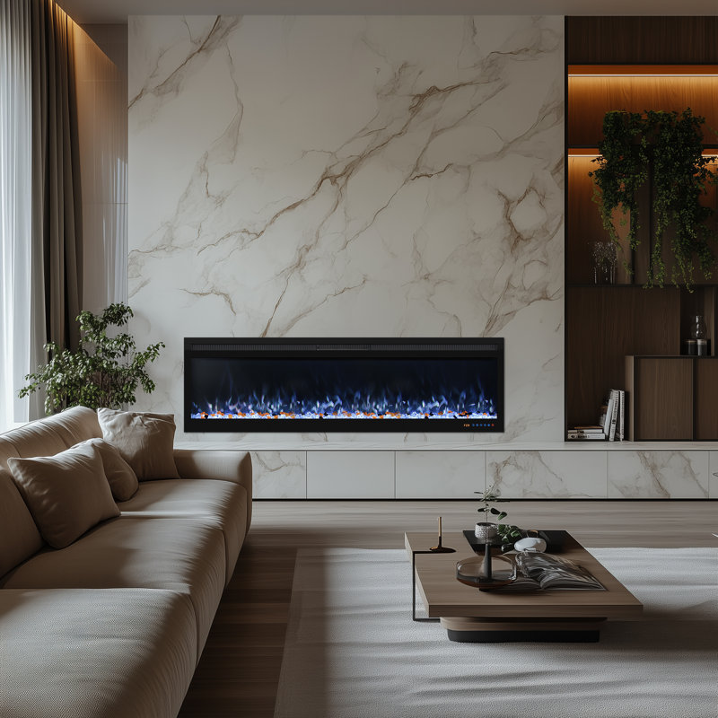 Electric Fireplace, 17.7" H x 60" W x 6.6" D
