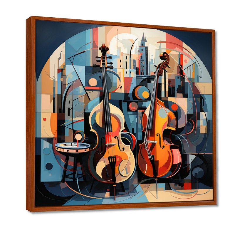 All That Jazz Cubist Double Bass - Musician Wall Art Decor, Toile tendue, H 30 po x l 30 po x P 1 po