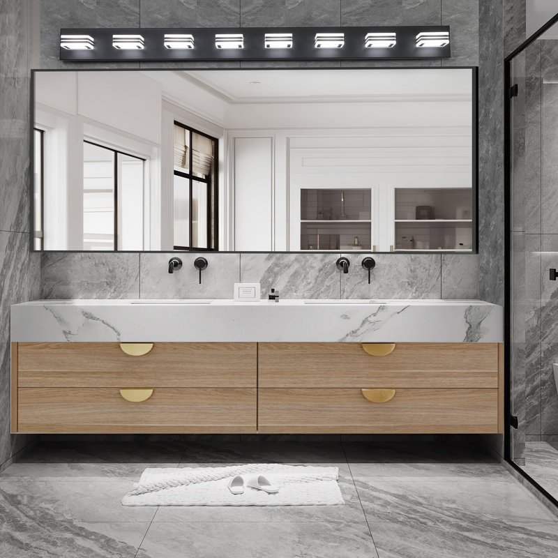 Éclairage à DEL à intensité variable pour meuble-lavabo, Noir mat, 8 lumières