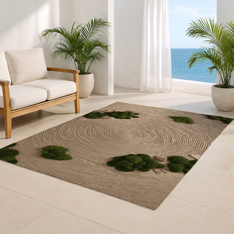 Tapis d'intérieur et d'extérieur brun Botanical, Rectangle 4pi x 6 pi