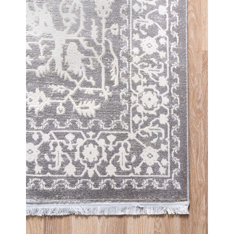 Tapis oriental Folkeste, Rectangle 4 pi 1 po x 6 pi 1 po, Gris