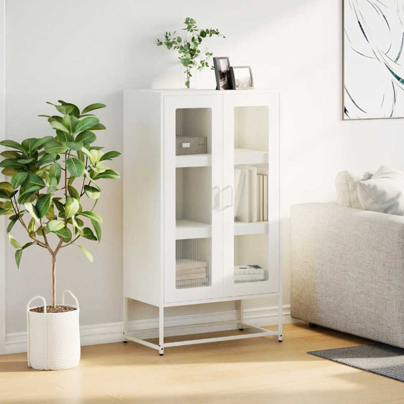 Highboard 68X39x123 Cm Steel, White