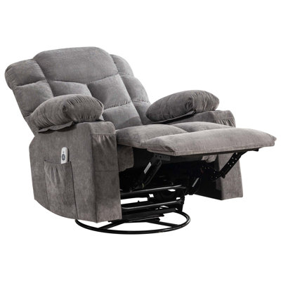 Oversized Massage Swivel Recliner Chair With Lumbar Heating And USB Charge Port For Enhanced Comfort And Relaxation