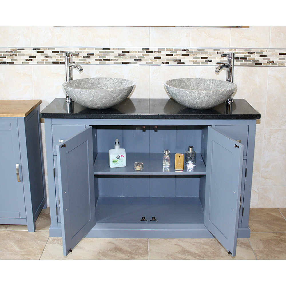 Maui 1230mm Double Bathroom Vanity with Vessel Stone Basin