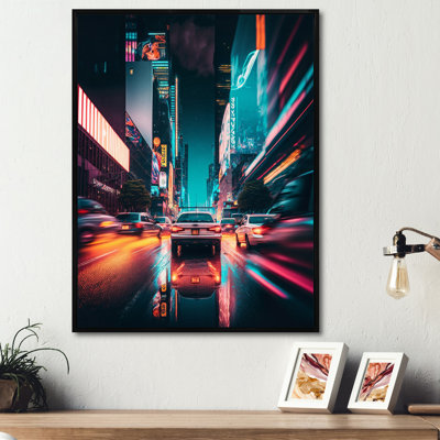 «Futuristic New York City Neon III», art mural sur toile Cityscapes
