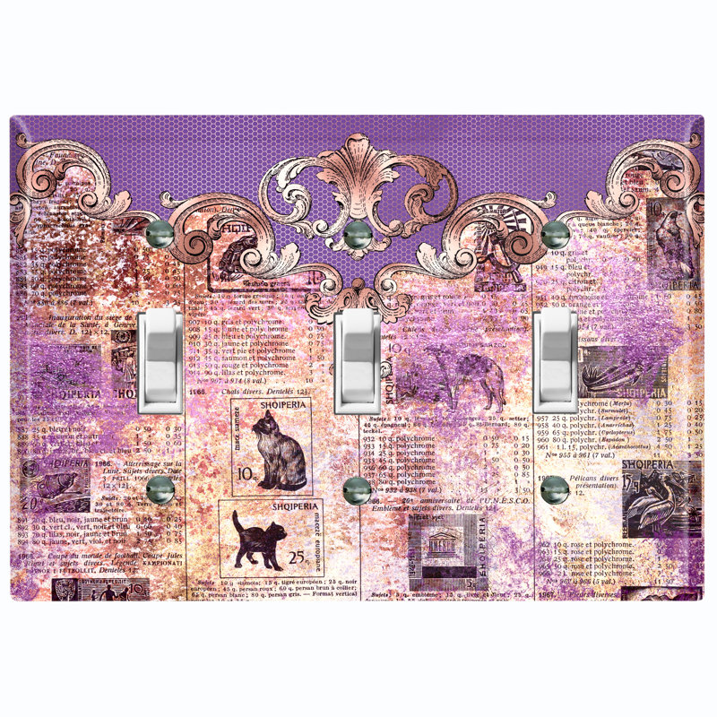 Patterned 3 - Gang Toggle Light Switch Standard Wall Plate