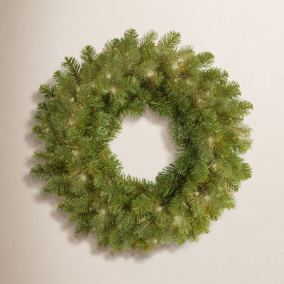 The Holiday Aisle® Downswept Douglas Wreath with Warm White LED Lights