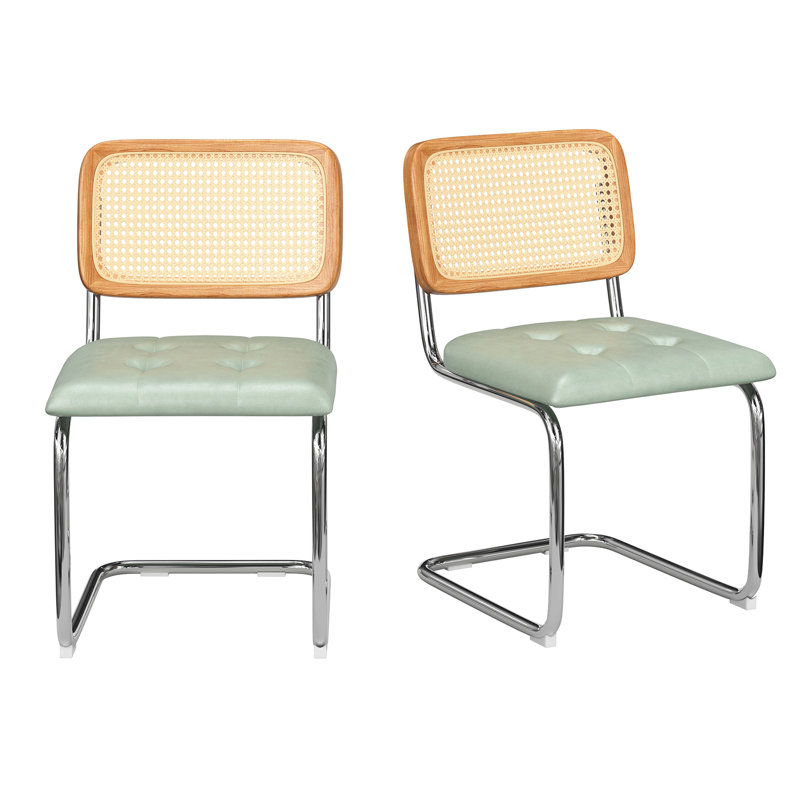 Crumley Upholstered Dining Chair , Silver, Green