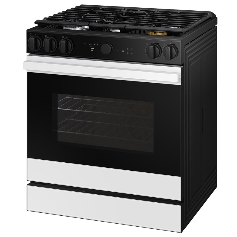 Samsung Bespoke Smart Slide-In Gas Range 6.0 cu. ft. with Smart Oven Camera, White Glass