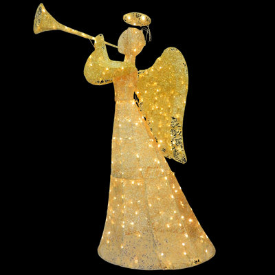 The Holiday Aisle® 60 in. Angel with LED Lights, Champagne