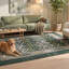 Tapis Cinder2 moderne à rayures effet pinceau, vert, gris et blanc, antidérapant, à poils courts, pour intérieur et extérieur, adapté aux animaux domestiques, salon, chambre, salle à manger, entrée, couloir, bureau, lavable-160648869