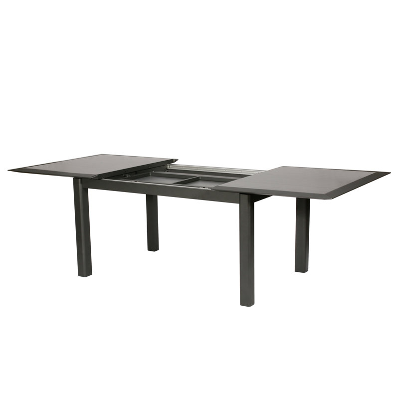 Kalem Rectangular Wood Metal Extendable Outdoor Dining Table , 160cm cm W 115cm cm D, Graphite