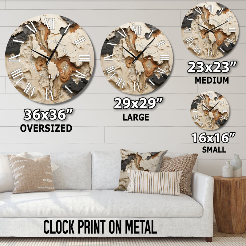 Horloge murale beige et brune, Grand