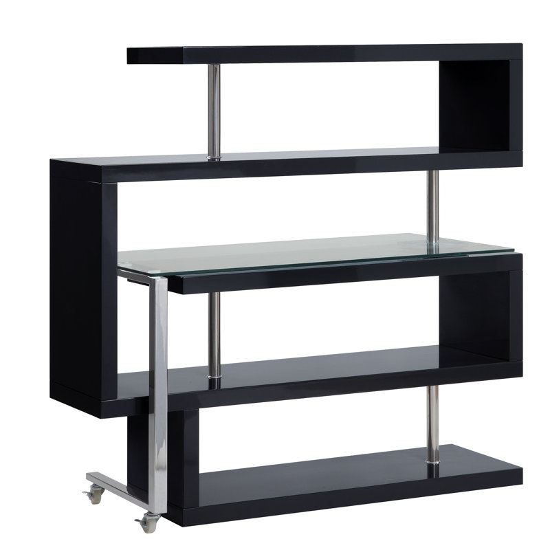 Jovina Glass L-Shape Desk, Black