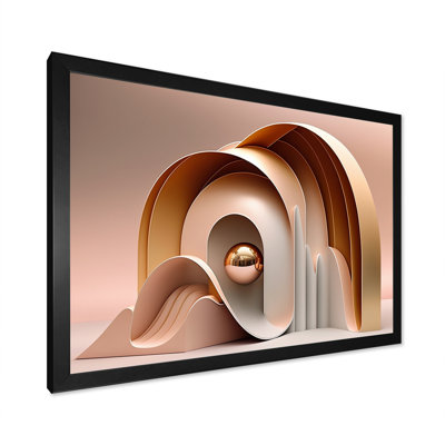 Rose et courbes architecturales futuristes sur toile