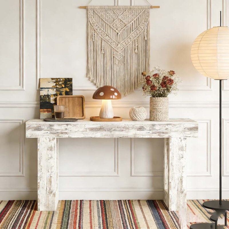Stable TV Stand,Elegant Console Table, White/Vintage