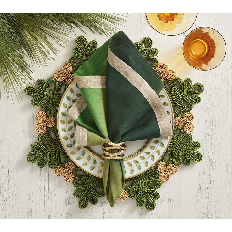 Dip Dye Linen Napkin, Olive/Green
