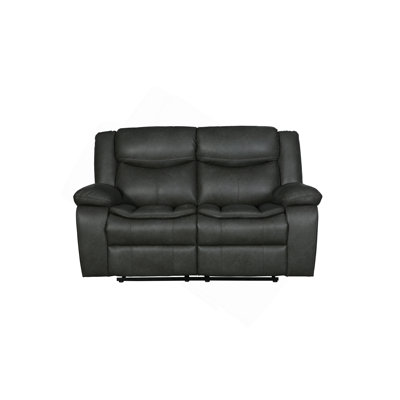 Global United Transitional Leather-Air Reclining Loveseat