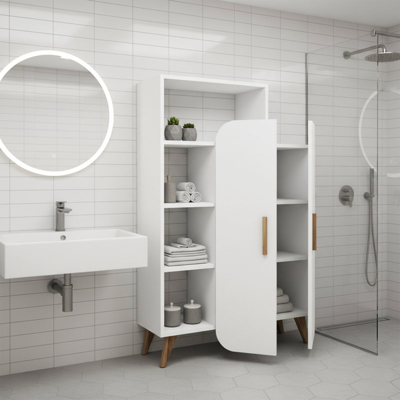 Rangement géométrique blanc pour salle de bain