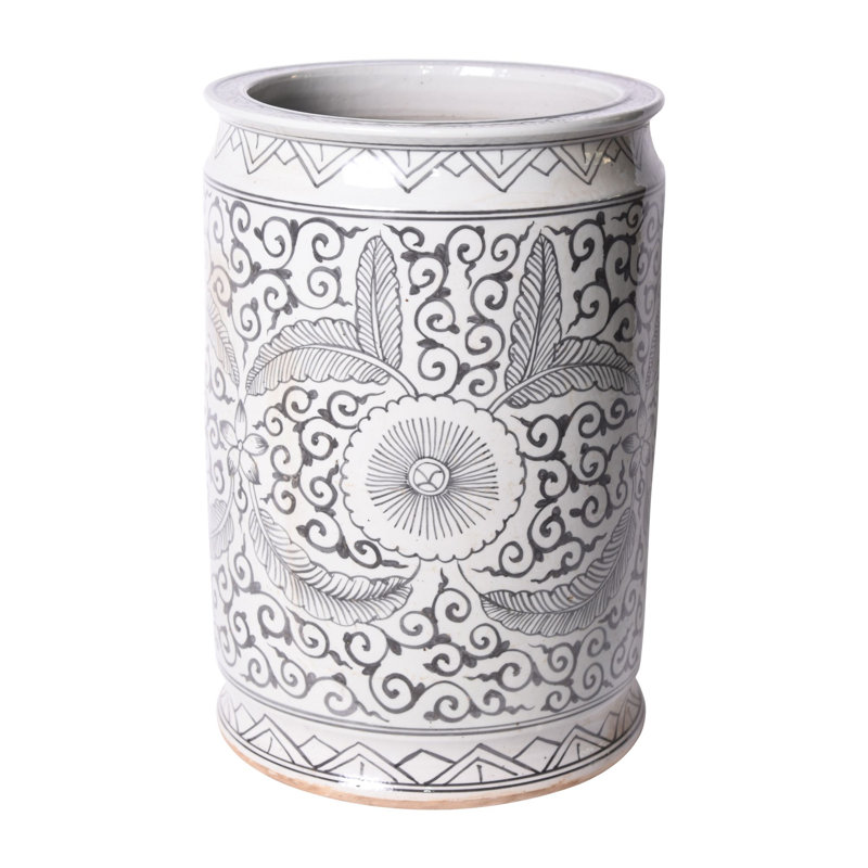 Vase de table en porcelaine intérieur/extérieur noir/blanc 18 "