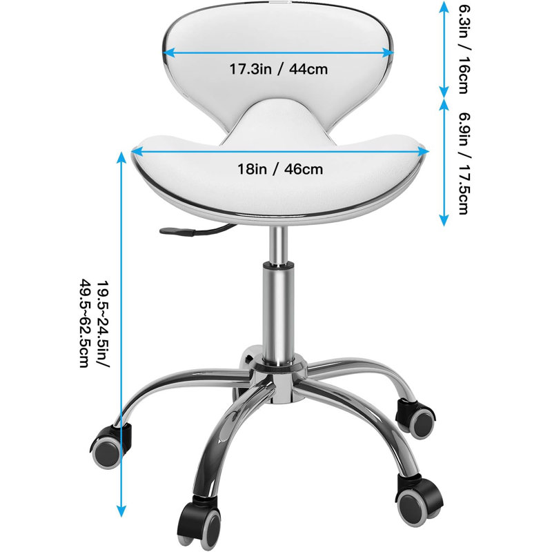 Backed Adjustable Height Ergonomic Industrial Stool