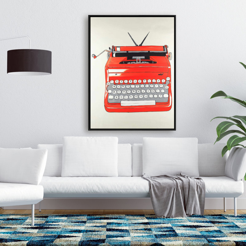 Machine à écrire rouge sur toile