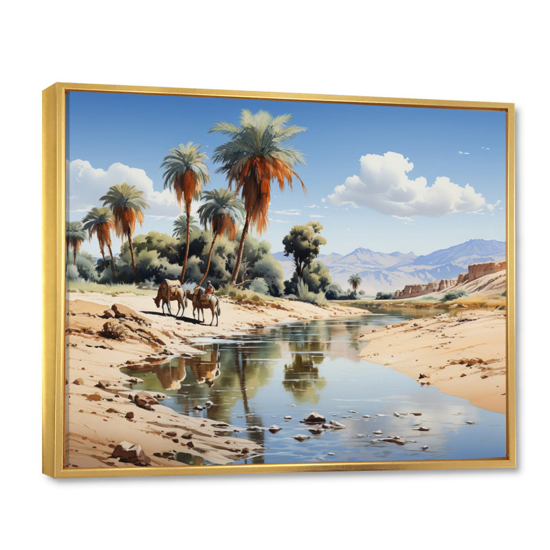 Sahara Sands Depict III - impression, H 24 po x l 32 po x P 1 po, Cadre flottant doré