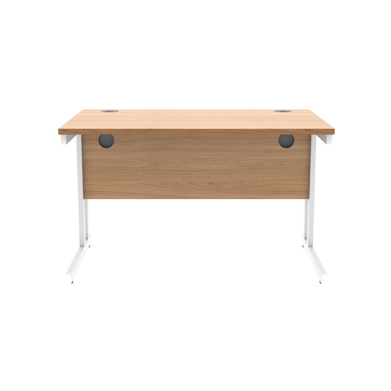 Kelson Metal Base Writing Desk, White, Beech, 73cm H x 120cm W x 80cm D