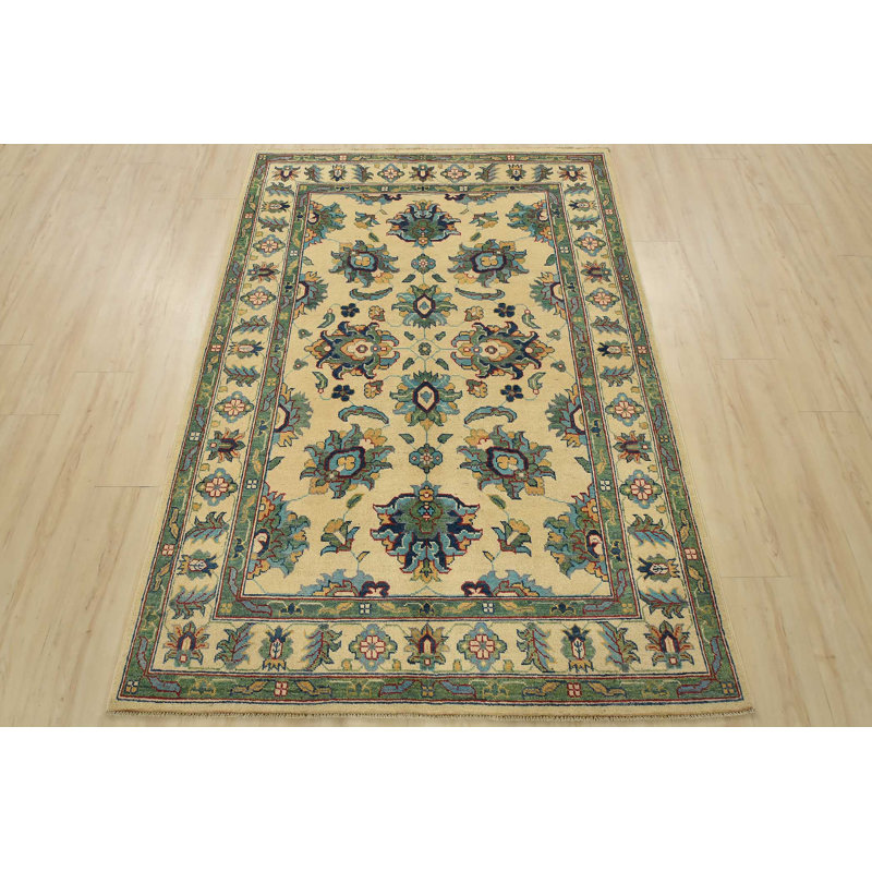 Tapis beige nouvel âge en laine 4 pi 10 po x 6 pi 10 po Mykaila