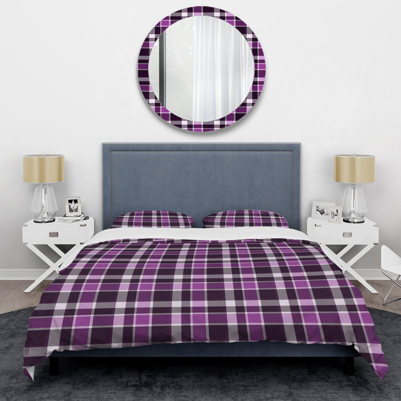 Ensemble de housse de couette en microfibre noir / mauve 3 pièces, Housse de couette simple + 1 taie décorative stan