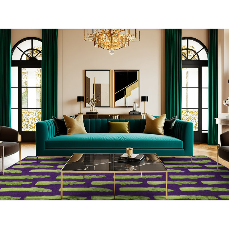 Washable Asparagus Purple Vegetables Area Rug, Round 8'