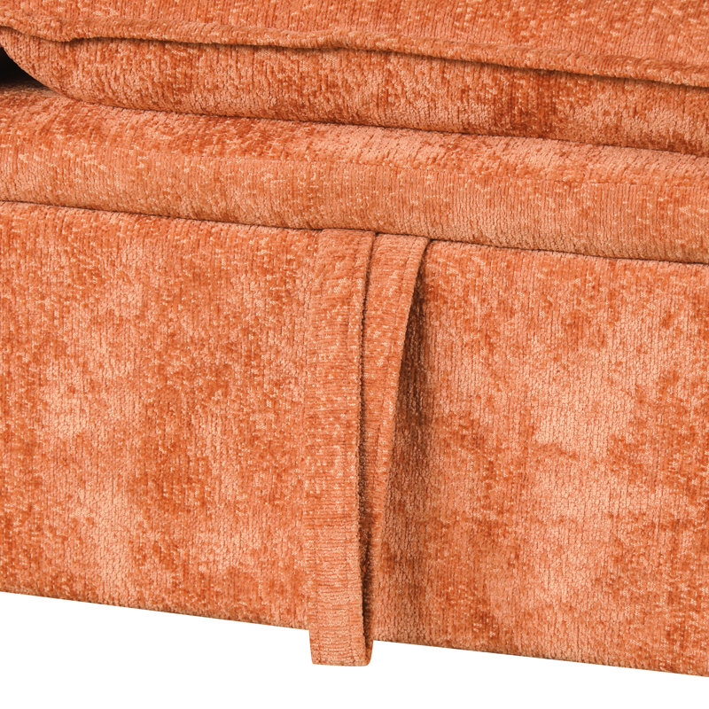 Lit modulaire avec coussins confortables, orange - salon relaxant avec rangement et coussins confortables, Orange