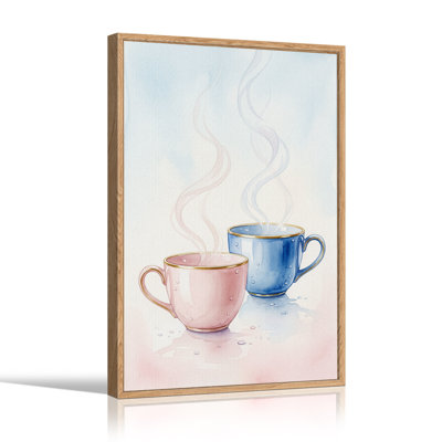 Art mural sur toile rose et bleu